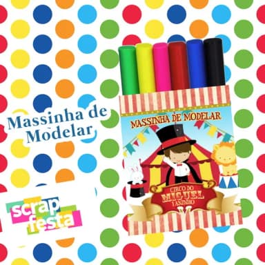 Massinha de Modelar Personalizado Festa Circo