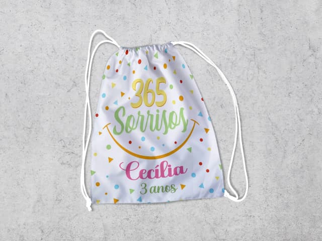 Mochilinha Personalizada para lembrancinhas 365 Sorrisos