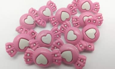 Aplique Botão de Bala/Bombom Rosa de 2,4cm - 15 unidades