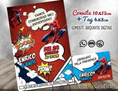 CONVITE DIGITAL C/TAG Cartoon Homem Aranha 2