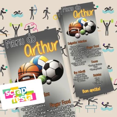 Menu Cardápio Personalizado Festa Esporte