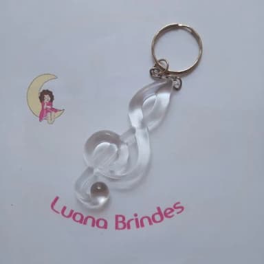 Chaveiro Nota Musical Transparente Acrilico 5cm Pct 4 unids