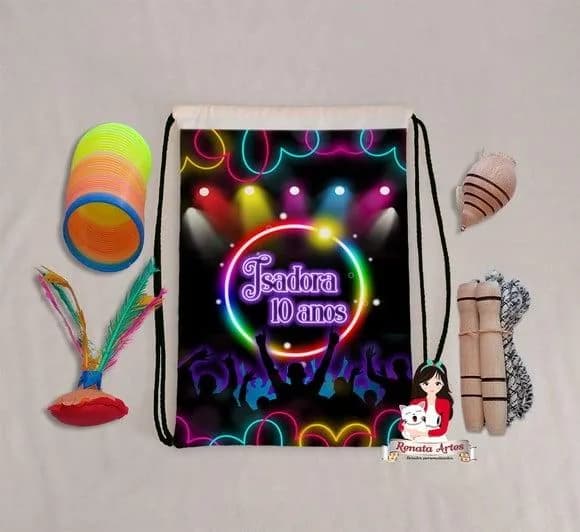 Mochila Boa Infância Personalizada Tema Balata Neon