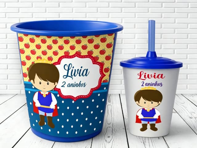 Kit Balde de Pipoca e Copo Twister Personalizado Princípe
