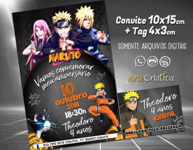 CONVITE DIGITAL C/TAG Naruto Chalk