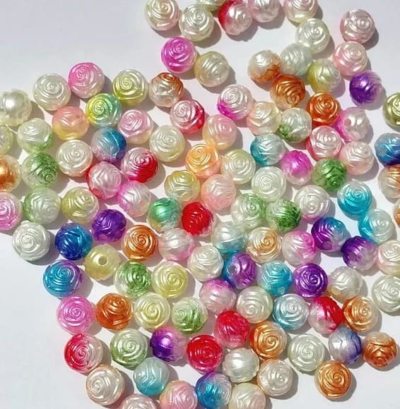 Bola Flor Tie-dye Colorida 8mm Pacote com 100 Unidades