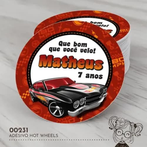 Adesivo Redondo Hot Wheels - 00231