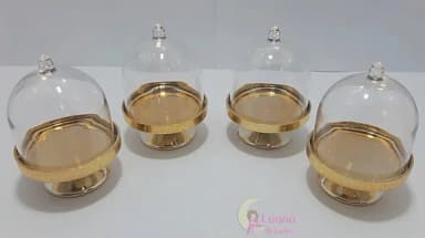 Mini Cúpula Transparente E Dourado De Acrílico -pct C/9 Unid