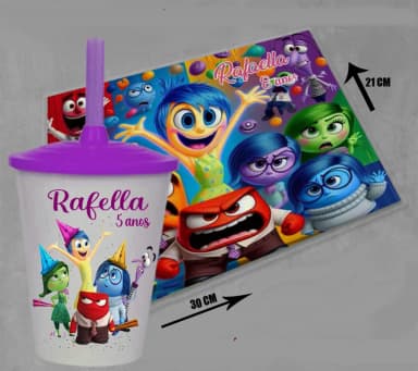 KIt Jogo Americano sousplat+ copo Twister personalizado Divertidamente