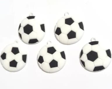 Pingente Bola de Futebol Emborrachados -6 Peças