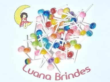 Aplique Lollipop 6mm Resina Pacote com 25 Unidades