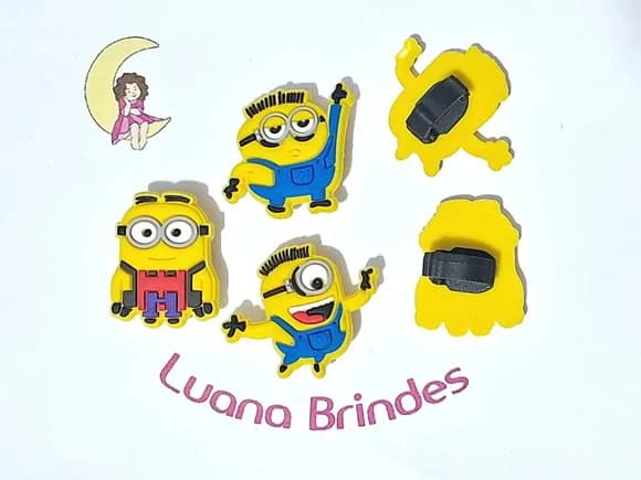 Pins para Cadarço Minions 3cm Emborrachado Pacote C/6 Peças