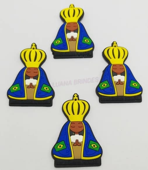 Aplique Nossa Senhora Aparecida de borracha - Pct c/5 unid