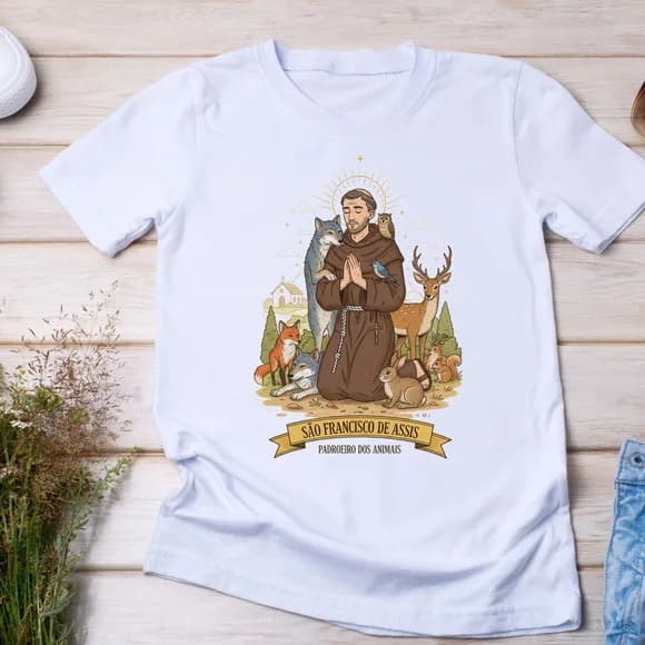 Camiseta São Francisco de Assis Padroeiro dos Animais e Natu