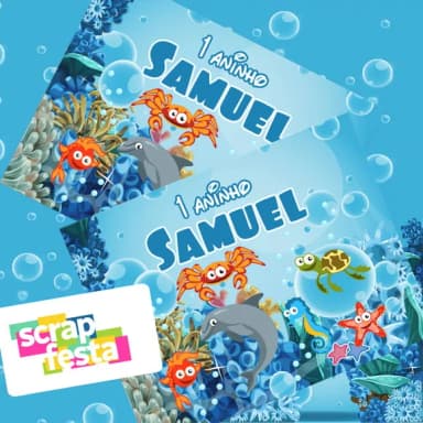 Adesivo Personalizado Retangular 13,7 x 10,5 Fundo do Mar