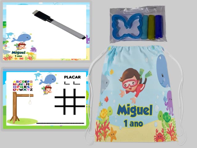 Kit Mochila e Lousa Magicas + Kit Massinha Fundo do Mar