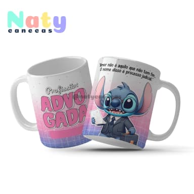 Caneca  Stitch Profissões Femininas Personalize com Nome.