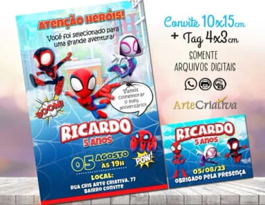 Convite Digital C/tag Homem Aranha Aranhaverso Baby