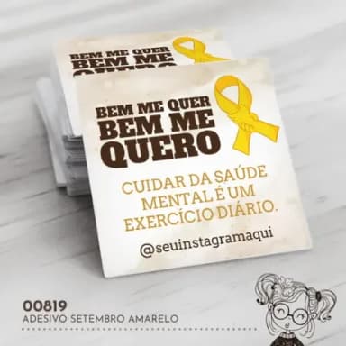 Adesivo Quadrado Setembro Amarelo - 00820