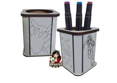 Porta Lápis para Colorir Pokemon