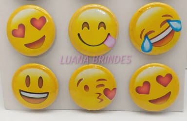 Bottons de Emoticons - cartela com 6 unidades