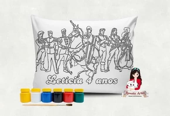 Almofada com Tinta para Colorir Príncipes