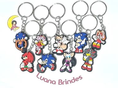 Chaveiro Turma do Sonic Emborrachado Pacote com 9 Unidades