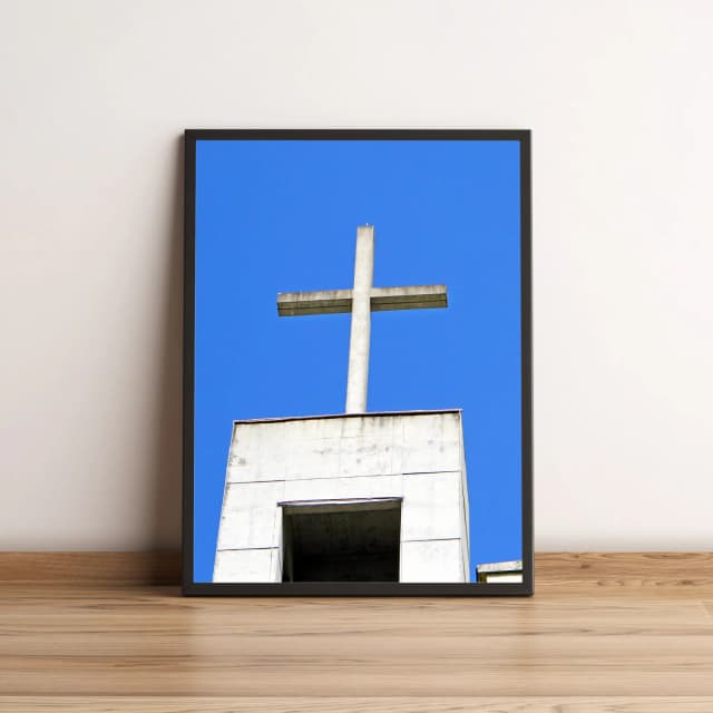 Quadro Minimalista com Cruz e Céu Azul 839