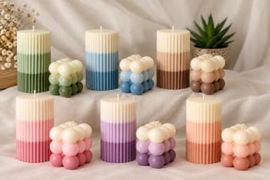 Kit de Velas Artesanais Decorativas em 3 Tons