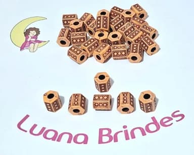 Cubo Sextavado Acrílico Marrom 12mm Pacote com 30 Unidades