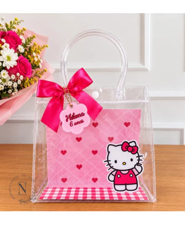 Sacola Pvc Transparente Personalizada Lembrancinha Hello
