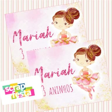 Adesivo Personalizado 8x10 Festa Bailarina Aquarela