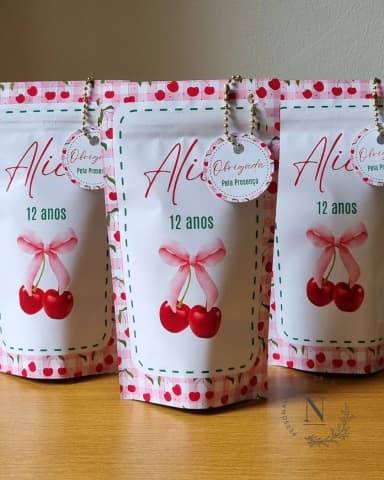 Saquinho Zip Lock 10x17 Lembrancinha Cerejinha