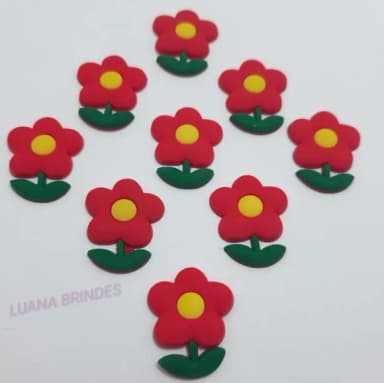 Aplique Flor de borracha - Pct com 7 unidades