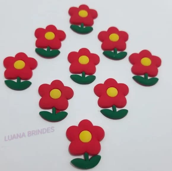 Aplique Flor de borracha - Pct com 7 unidades