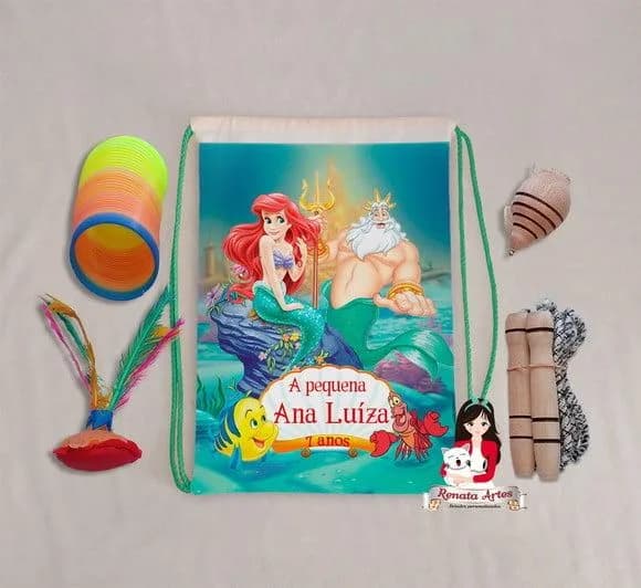Mochila Boa Infância Tema Ariel e Tritão