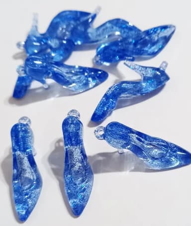 Pingente Sapatinho Azul com Glitter Acrílico 3,5cm -20 Peças