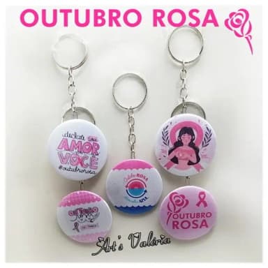 Chaveiro Bóton Outubro Rosa - Valor Unitário
