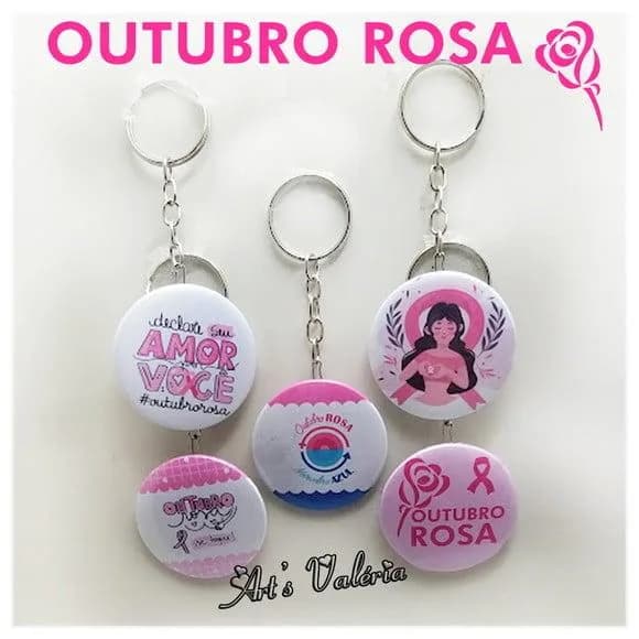 Chaveiro Bóton Outubro Rosa - Valor Unitário