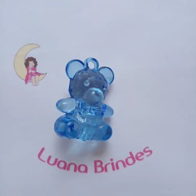Ursinho Pingente Azul Acrílico 5cm Pct 4 Unidades