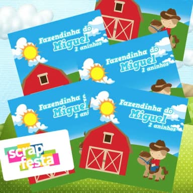 Adesivo Personalizado Retangular 9x8 Festa Fazendinha