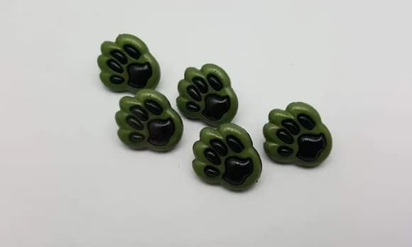 Aplique Botão de Patinha Verde de 1,8cm - 20 unidades