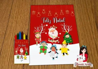 Revista de Colorir com Giz Personalizado de Natal Novo