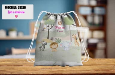 Mochilinha personalizada para lembrancinha Safari Baby
