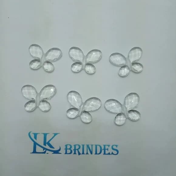 Borboleta Acrilico Passante Transparente 2cm Pct 20 Unidade