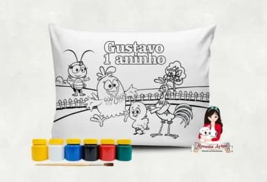 Almofada com Tinta para Colorir Galinha Pintadinha