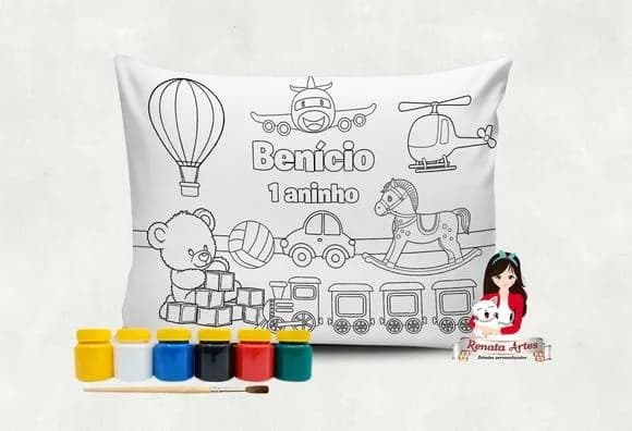 Almofada com Tinta para Colorir Brinquedos Vintage