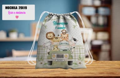 Mochilinha personalizada para lembrancinha Safari Baby
