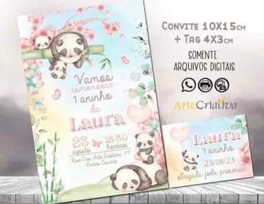 Convite Digital C/tag Panda 1