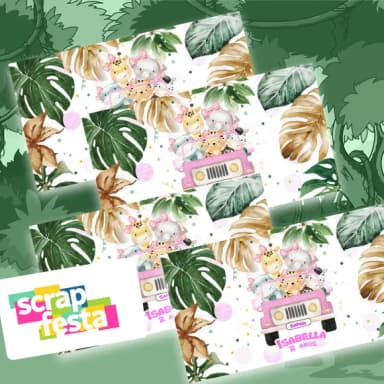 Adesivo Personalizado Retangular 9x5 Safari Aquarela